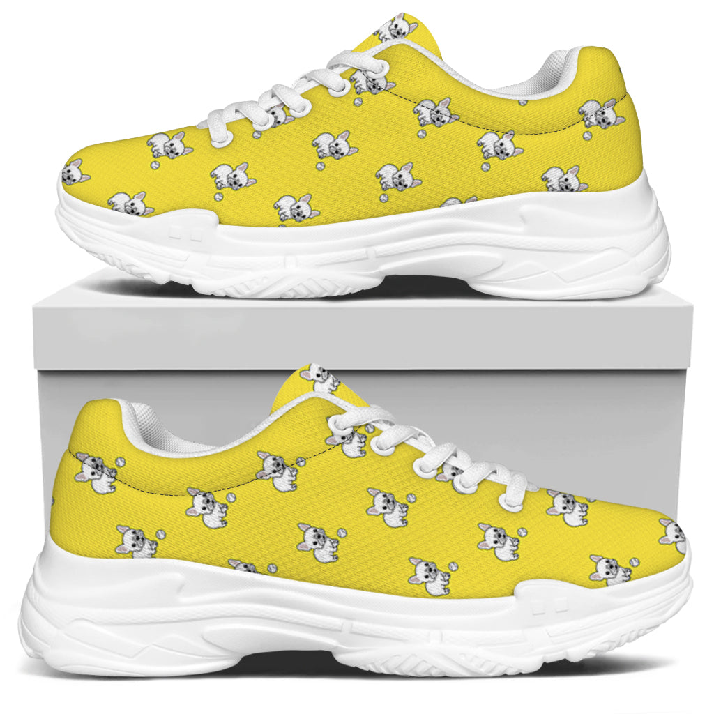 French Bulldog Puppy With Baseball Print White Chunky Shoes