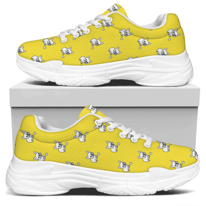French Bulldog Puppy With Baseball Print White Chunky Shoes