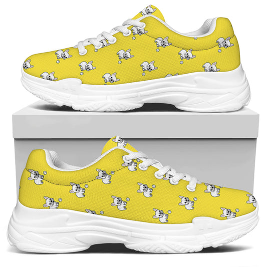 French Bulldog Puppy With Baseball Print White Chunky Shoes