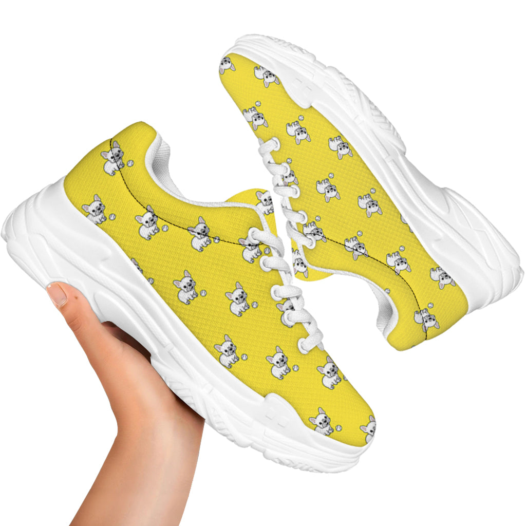 French Bulldog Puppy With Baseball Print White Chunky Shoes
