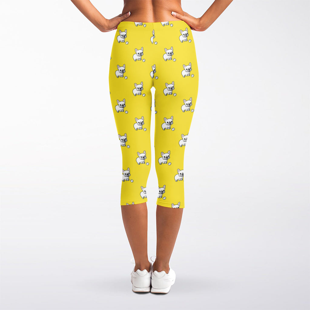 French Bulldog Puppy With Baseball Print Women's Capri Leggings