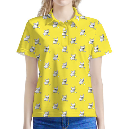 French Bulldog Puppy With Baseball Print Women's Polo Shirt