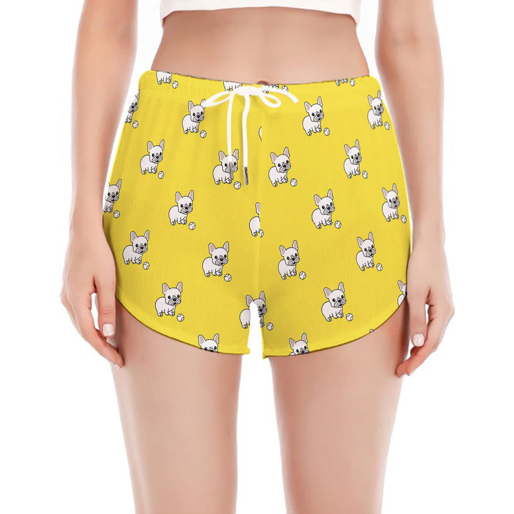 French Bulldog Puppy With Baseball Print Women's Split Running Shorts