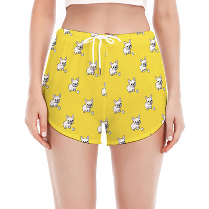 French Bulldog Puppy With Baseball Print Women's Split Running Shorts