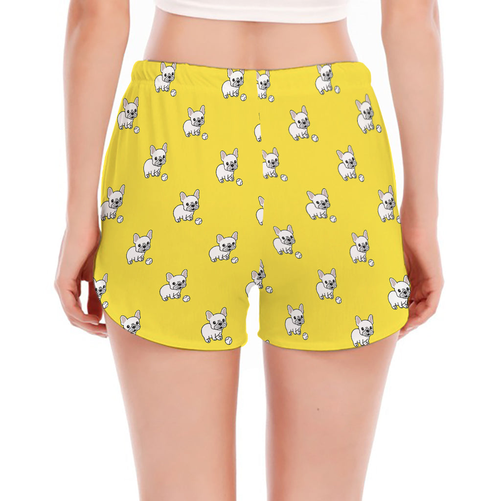 French Bulldog Puppy With Baseball Print Women's Split Running Shorts
