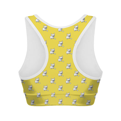 French Bulldog Puppy With Baseball Print Women's Sports Bra