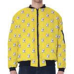 French Bulldog Puppy With Baseball Print Zip Sleeve Bomber Jacket