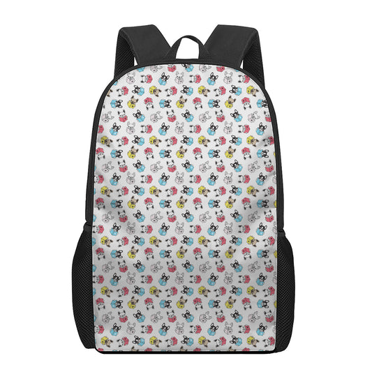 French Bulldog Reading Book Print 17 Inch Backpack