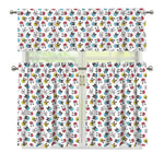 French Bulldog Reading Book Print 3 Piece Kitchen Curtains