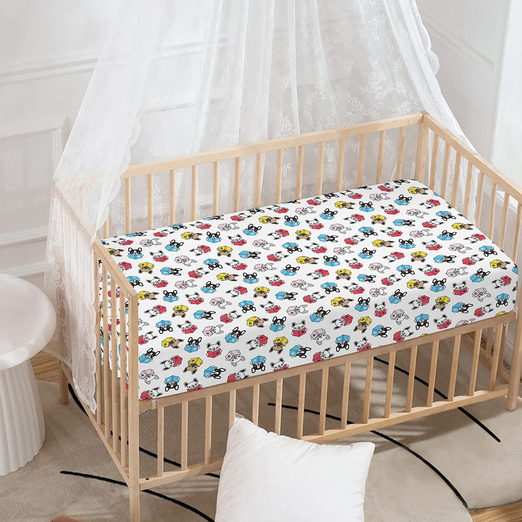 French Bulldog Reading Book Print Baby Crib Sheet