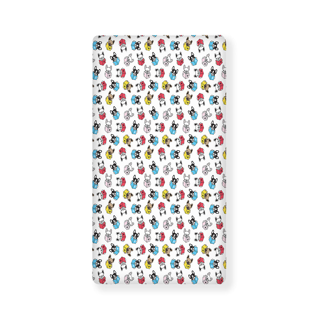 French Bulldog Reading Book Print Baby Crib Sheet