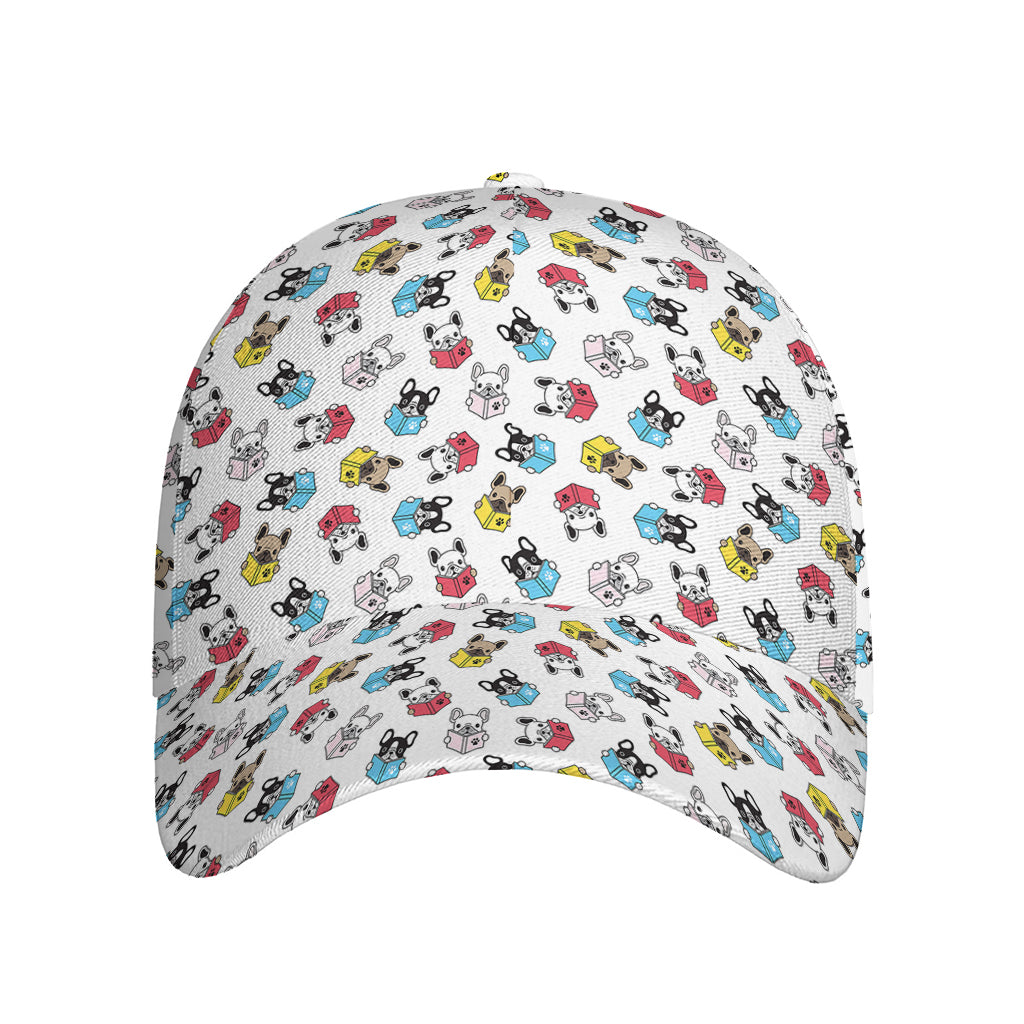 French Bulldog Reading Book Print Baseball Cap