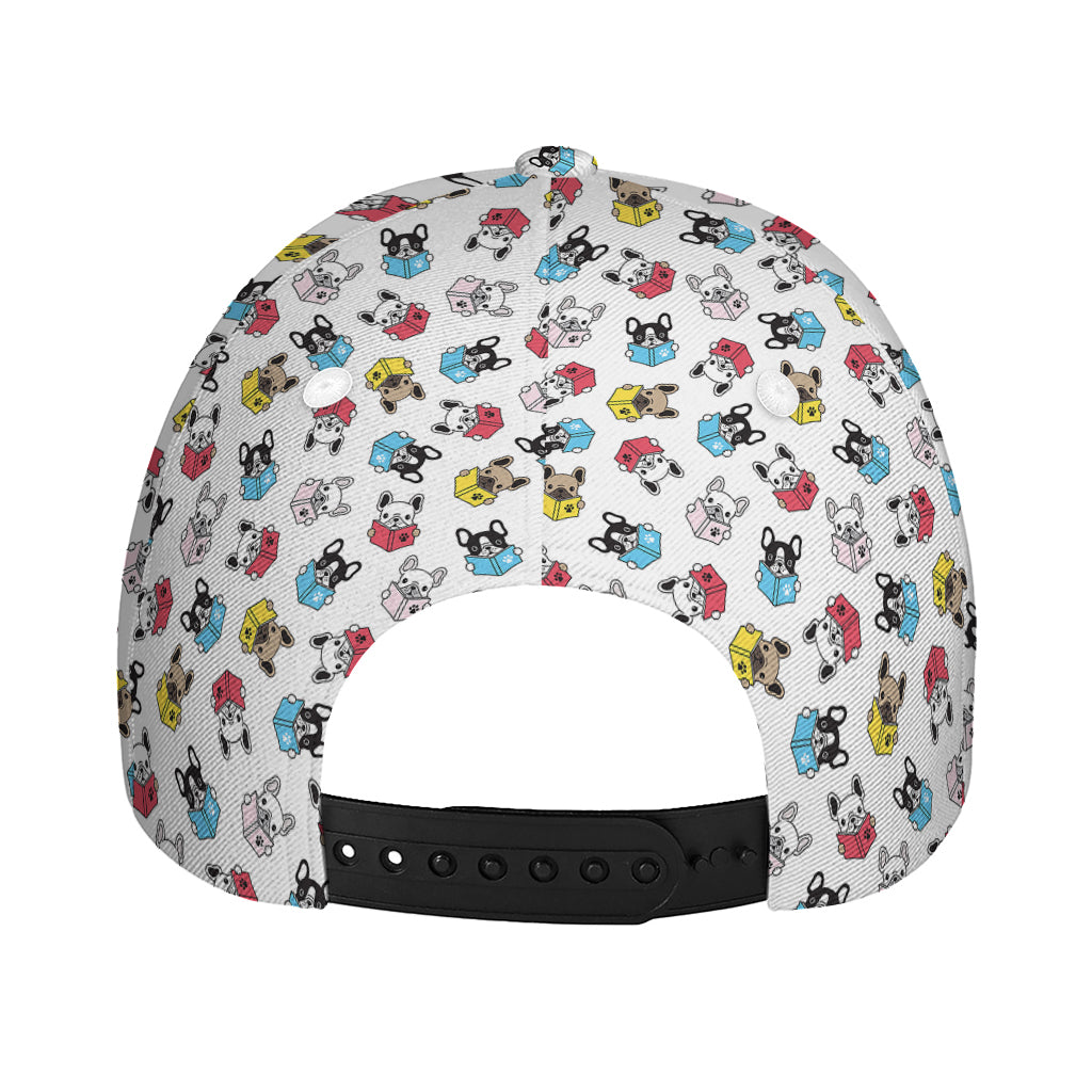 French Bulldog Reading Book Print Baseball Cap