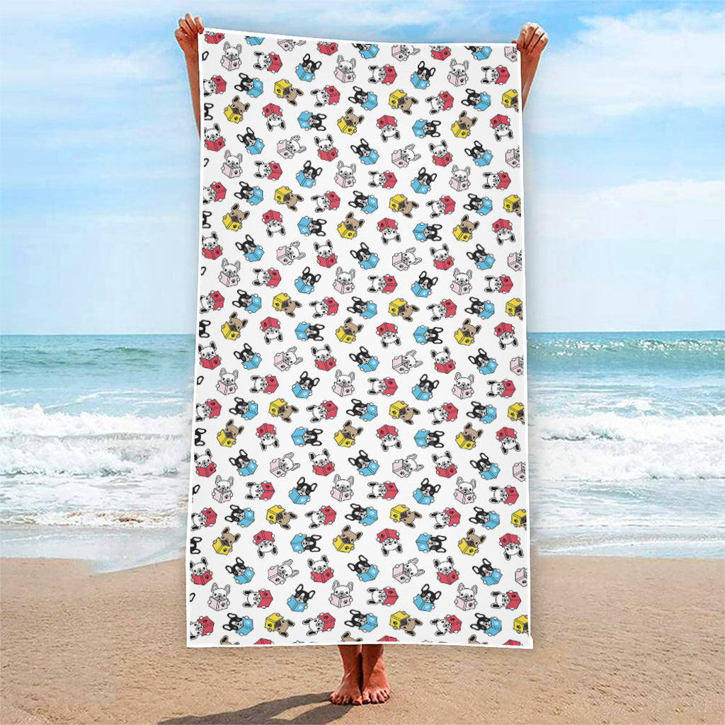 French Bulldog Reading Book Print Beach Towel