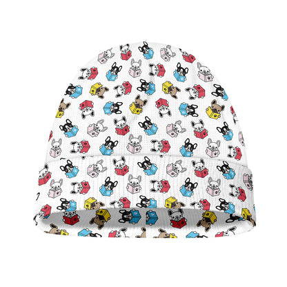 French Bulldog Reading Book Print Beanie