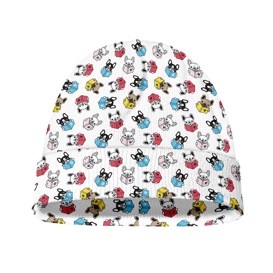 French Bulldog Reading Book Print Beanie