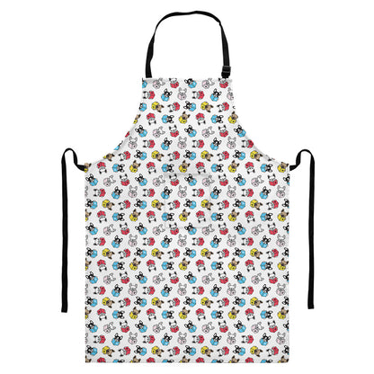 French Bulldog Reading Book Print Bib Apron With Pocket
