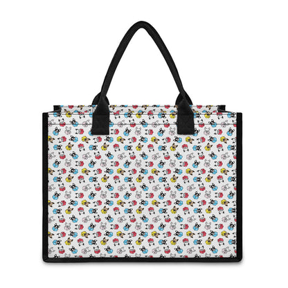 French Bulldog Reading Book Print Canvas Tote Bag
