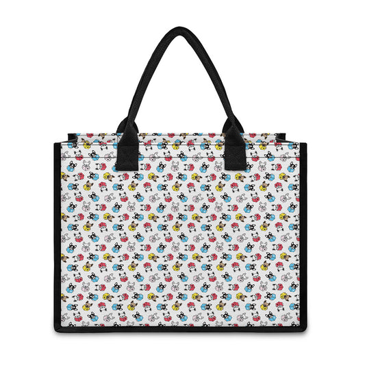 French Bulldog Reading Book Print Canvas Tote Bag