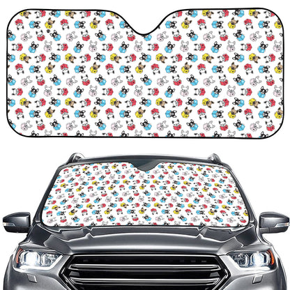 French Bulldog Reading Book Print Car Windshield Sun Shade