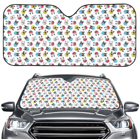 French Bulldog Reading Book Print Car Windshield Sun Shade