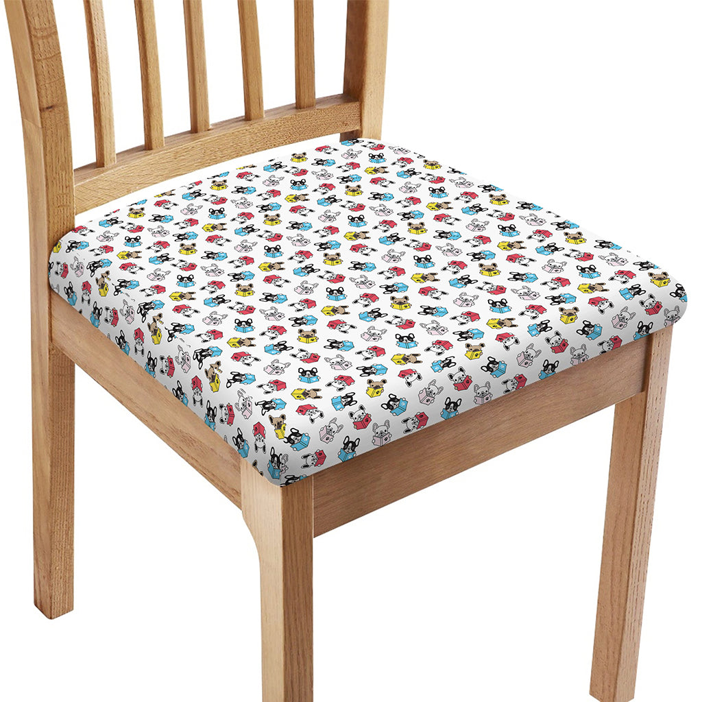 French Bulldog Reading Book Print Chair Cushion Cover