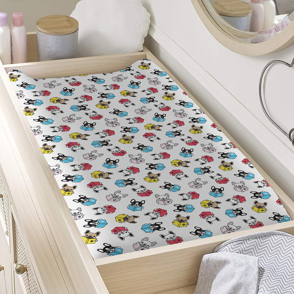 French Bulldog Reading Book Print Changing Pad Cover
