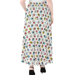 French Bulldog Reading Book Print Chiffon Maxi Skirt