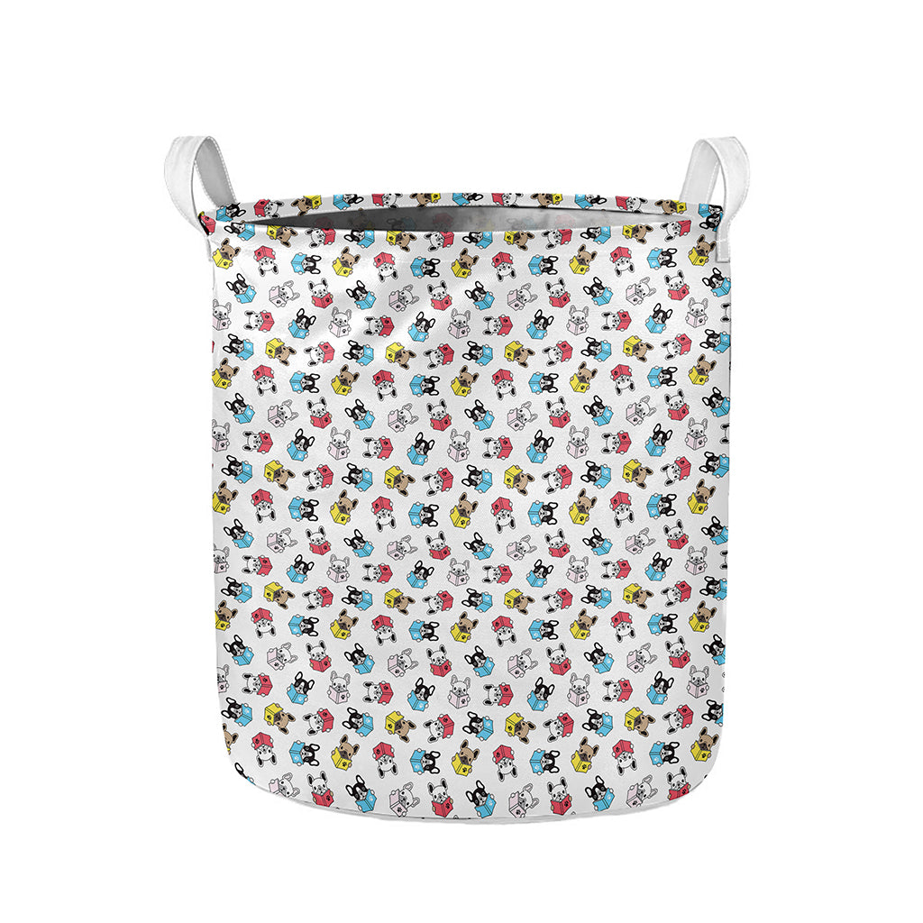 French Bulldog Reading Book Print Collapsible Laundry Basket