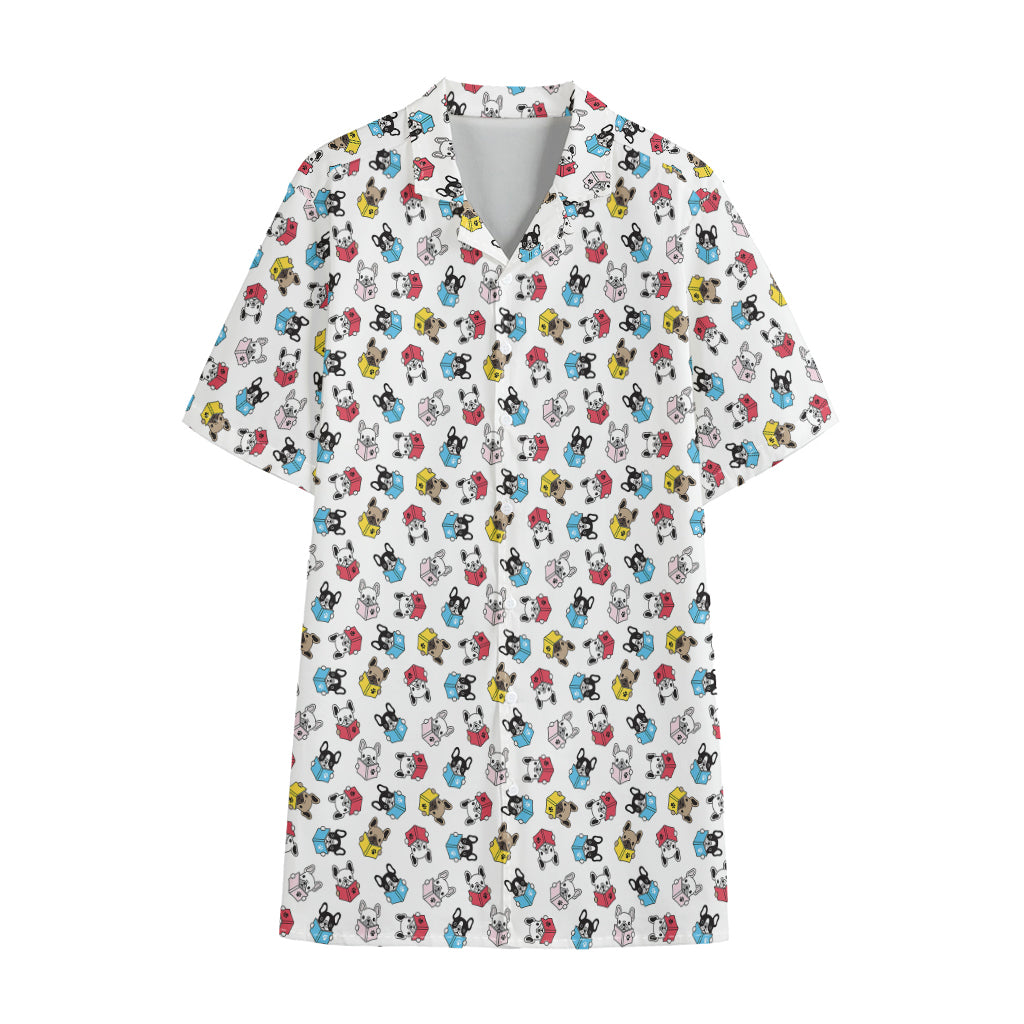 French Bulldog Reading Book Print Cotton Hawaiian Shirt