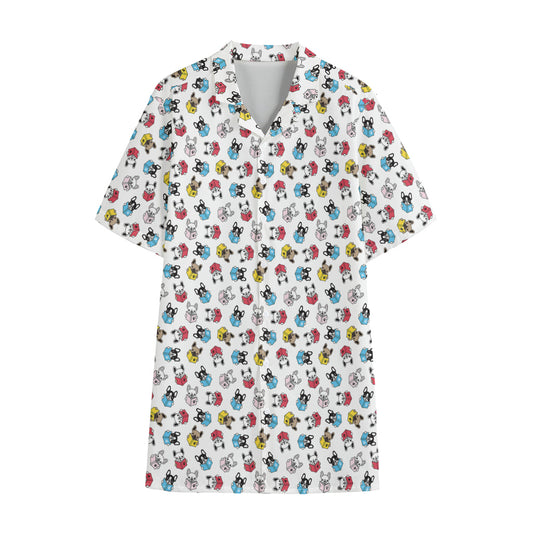 French Bulldog Reading Book Print Cotton Hawaiian Shirt