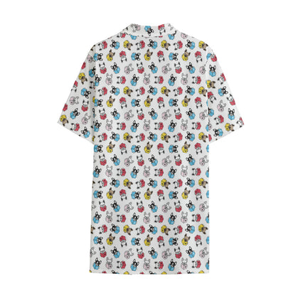 French Bulldog Reading Book Print Cotton Hawaiian Shirt