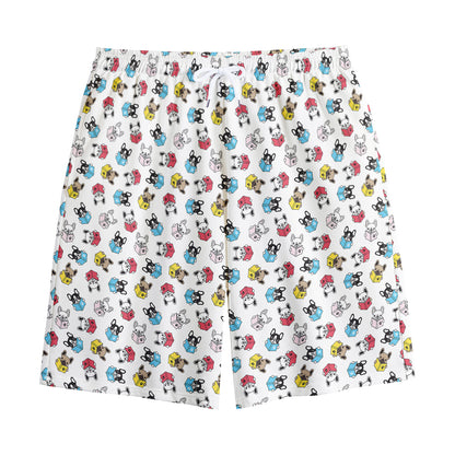 French Bulldog Reading Book Print Cotton Shorts