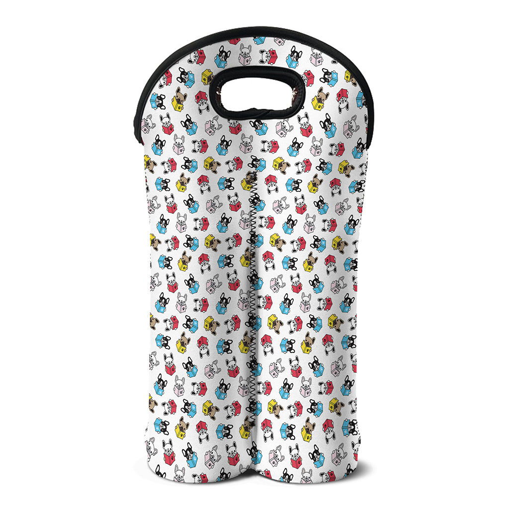 French Bulldog Reading Book Print Double Neoprene Wine Tote