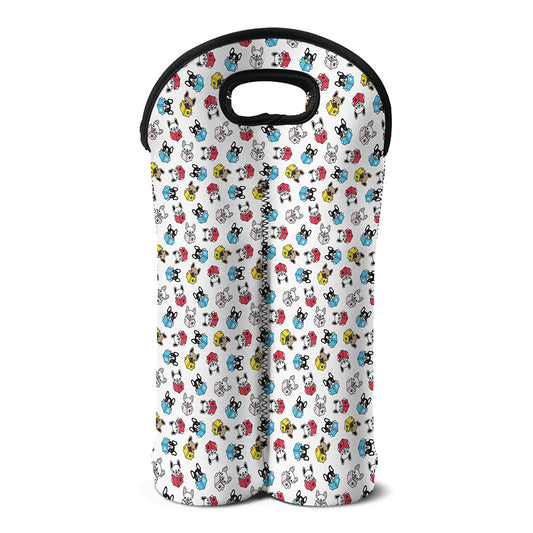 French Bulldog Reading Book Print Double Neoprene Wine Tote