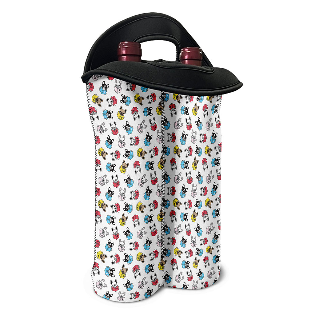 French Bulldog Reading Book Print Double Neoprene Wine Tote