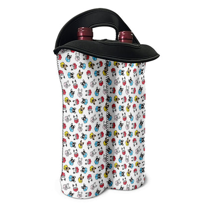 French Bulldog Reading Book Print Double Neoprene Wine Tote