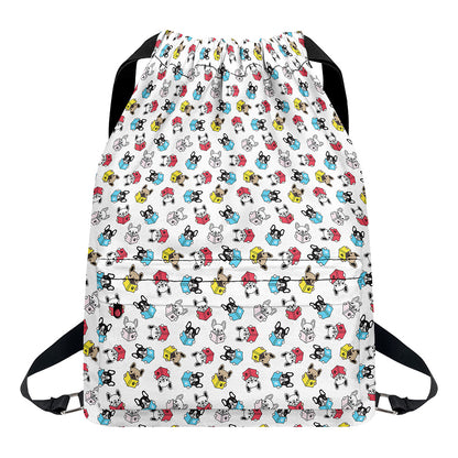French Bulldog Reading Book Print Drawstring Backpack