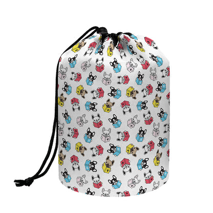 French Bulldog Reading Book Print Drawstring Makeup Bag