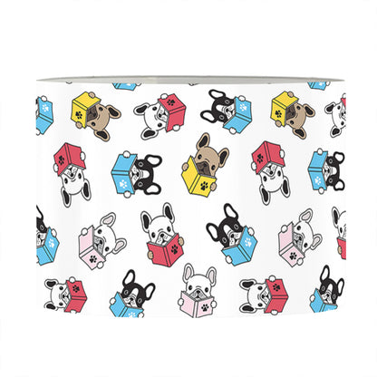 French Bulldog Reading Book Print Drum Lamp Shade