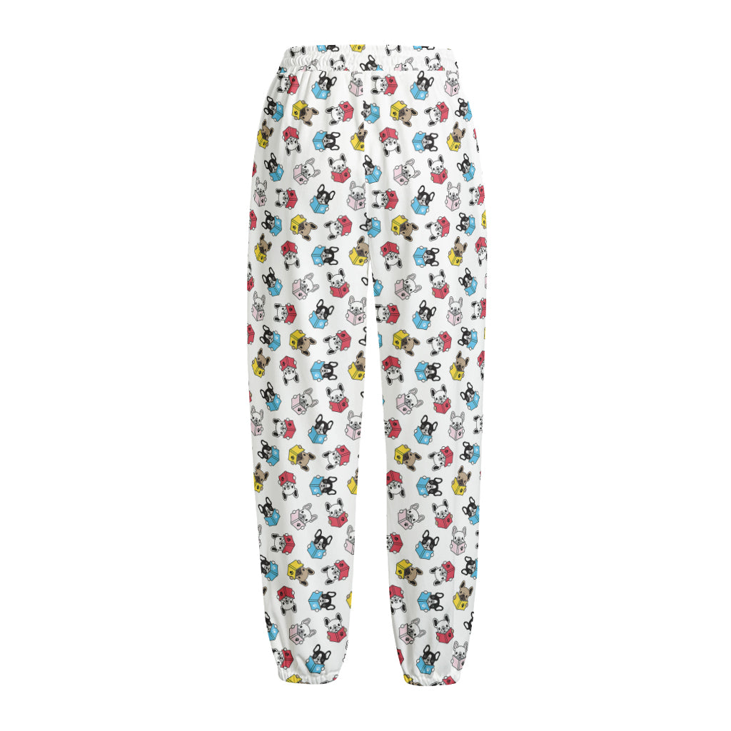 French Bulldog Reading Book Print Fleece Lined Knit Pants