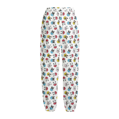 French Bulldog Reading Book Print Fleece Lined Knit Pants