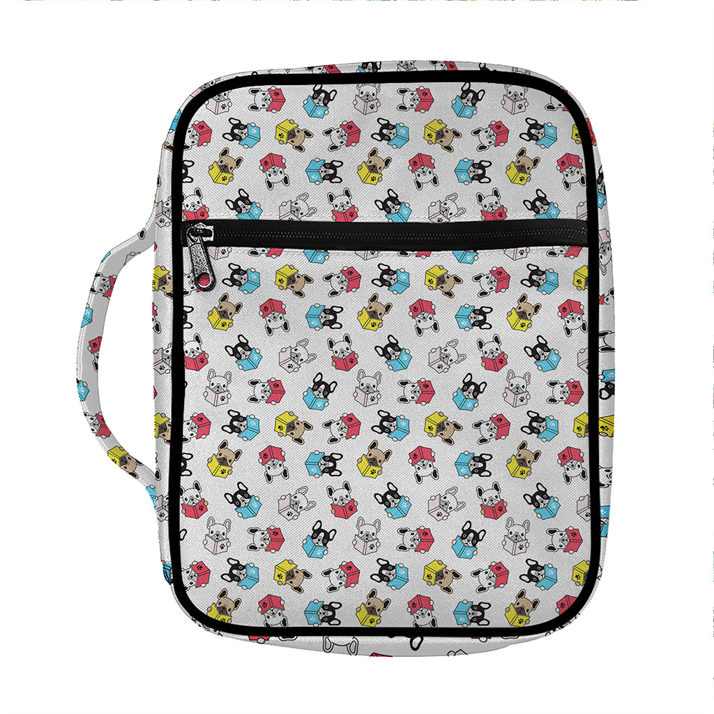 French Bulldog Reading Book Print Front Pocket Bible Bag