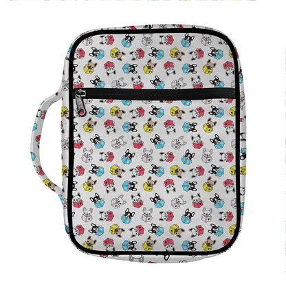 French Bulldog Reading Book Print Front Pocket Bible Bag