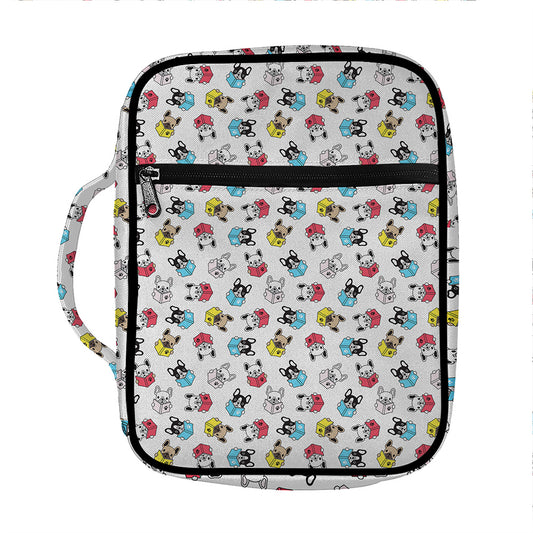 French Bulldog Reading Book Print Front Pocket Bible Bag