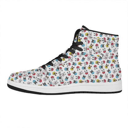 French Bulldog Reading Book Print High Top Leather Sneakers