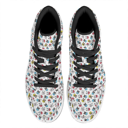 French Bulldog Reading Book Print High Top Leather Sneakers