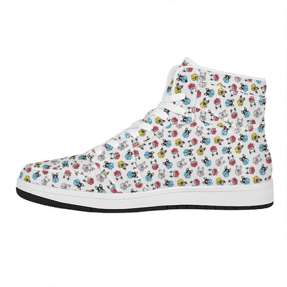 French Bulldog Reading Book Print High Top Leather Sneakers