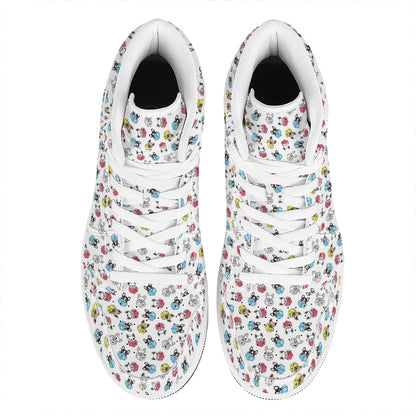 French Bulldog Reading Book Print High Top Leather Sneakers