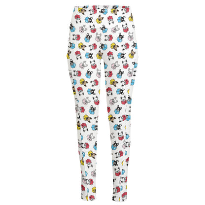French Bulldog Reading Book Print High-Waisted Pocket Leggings